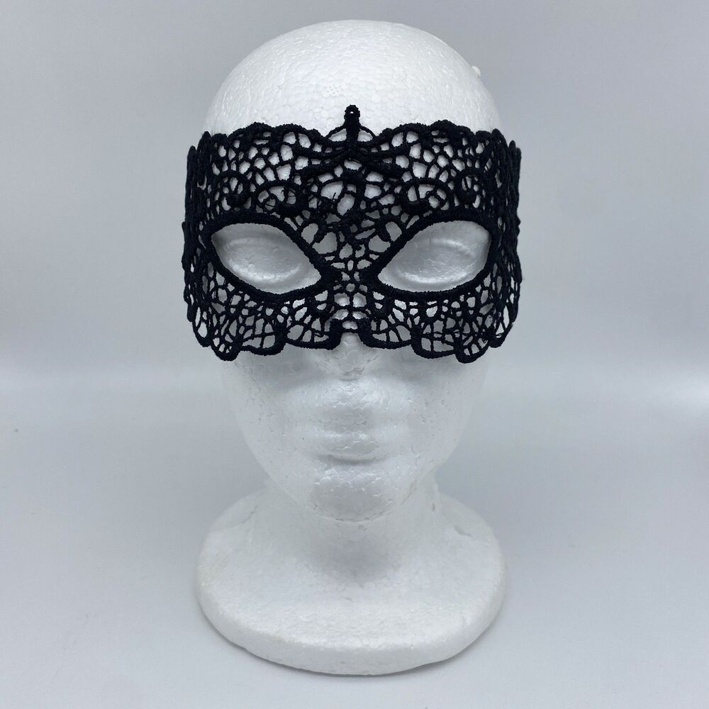 Women's Black VENETIAN MASQUERADE EYE MASK HALLOWEEN PARTY LACE FANCY DRESS
